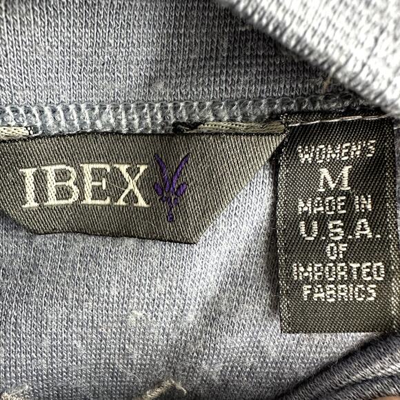 Ibex Merino Wool 1/4 Zip Base Layer Top High Neck Lightweight Outdoor Blue M - Picture 2 of 4